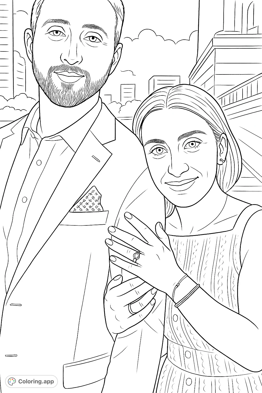 Capture the warmth of connection with this elegant couple portrait. Perfect for celebrating love, engagements, or special relationships.