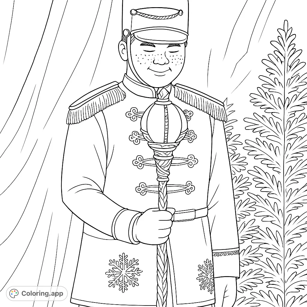 A classic toy soldier, complete with a detailed uniform and a sparkling staff, ready to be brought to life with your favorite holiday colors!