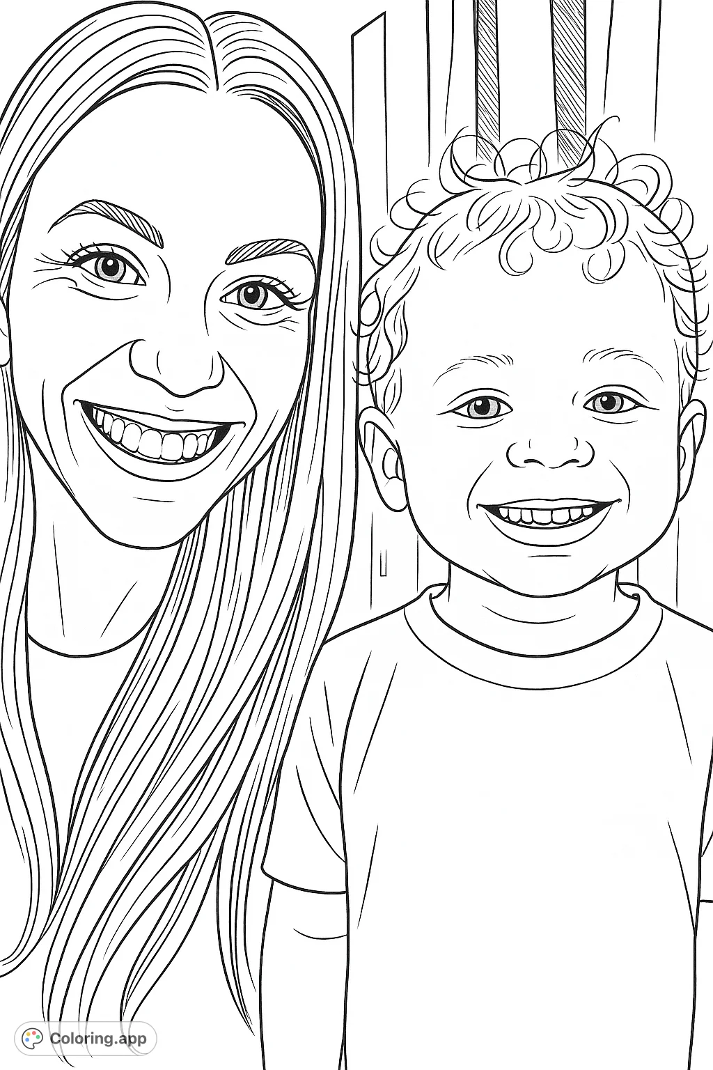 A heartwarming portrait of a smiling woman and child, perfect for personalizing with your favorite shades. A delightful moment of family connection captured.