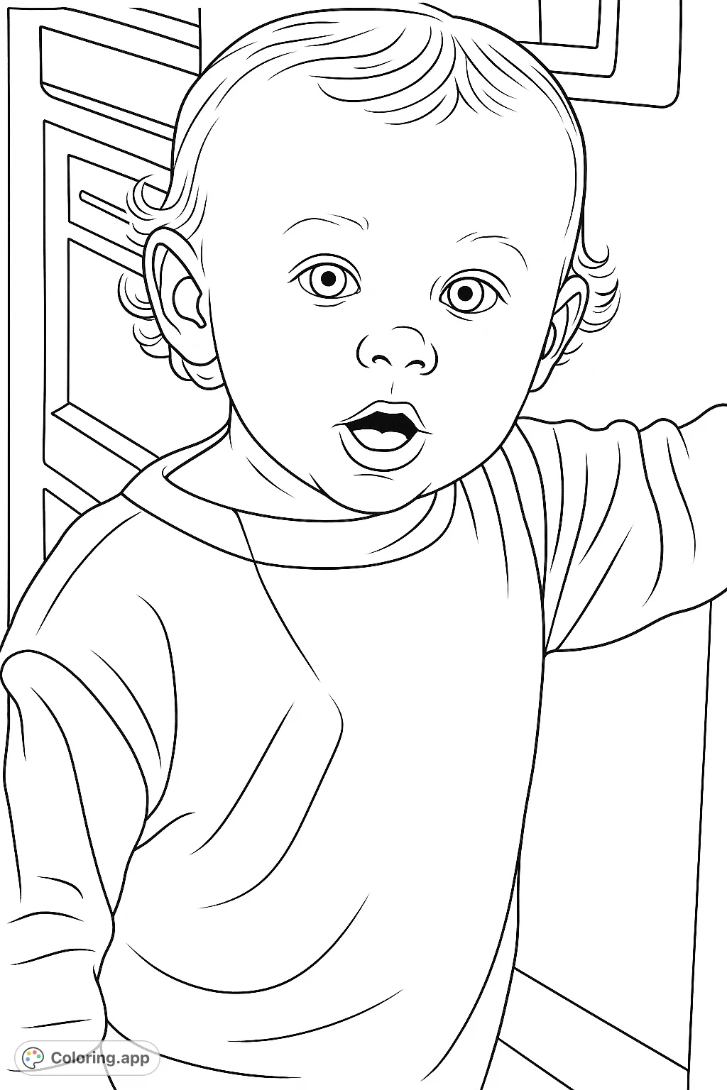 Capture the innocent charm of a young child with a curious expression. A delightful portrait, perfect for personalizing with your favorite colors and creativity.