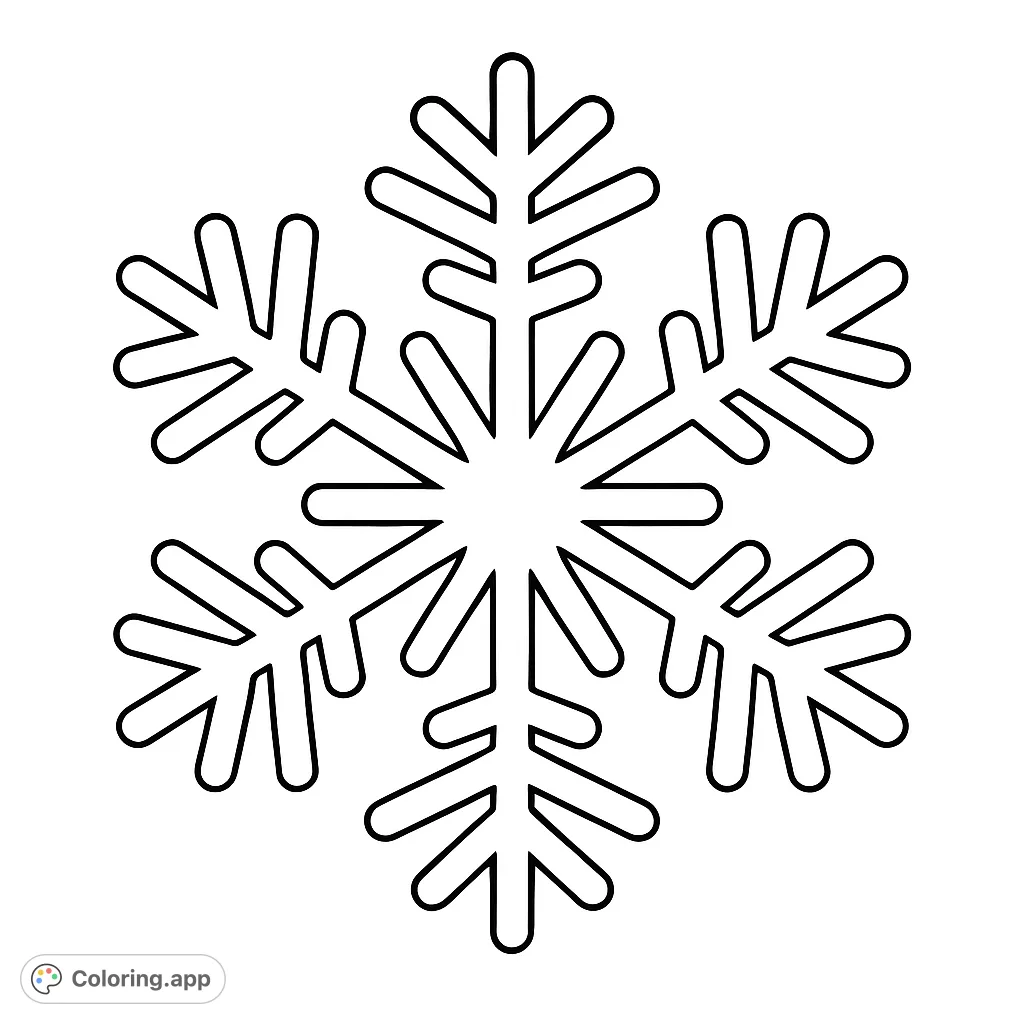 Color a delightful symmetrical snowflake! Perfect for winter themes, holiday decorations, or a simple, relaxing creative activity for all ages.
