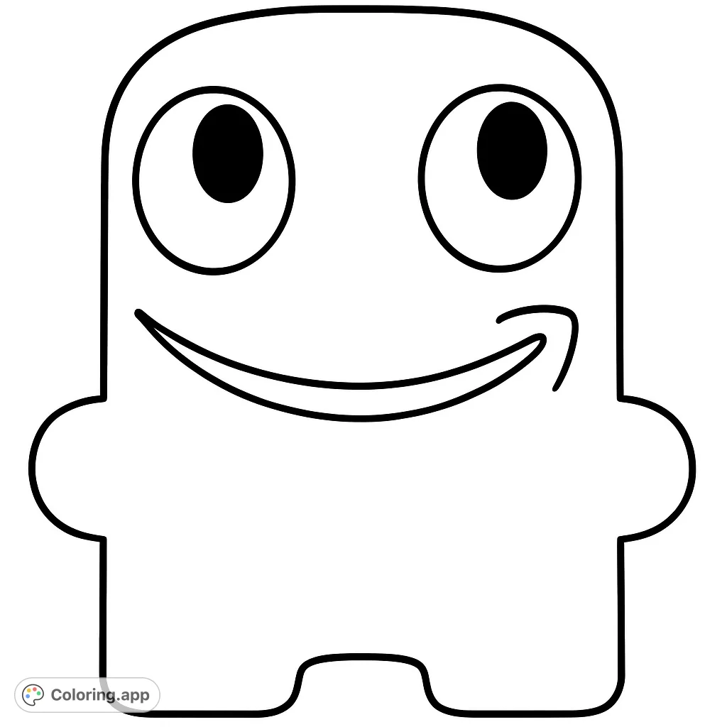 A cheerful, simple character with a wide smile and upward-looking eyes, ready for a splash of imagination. Perfect for young colorists to enjoy.
