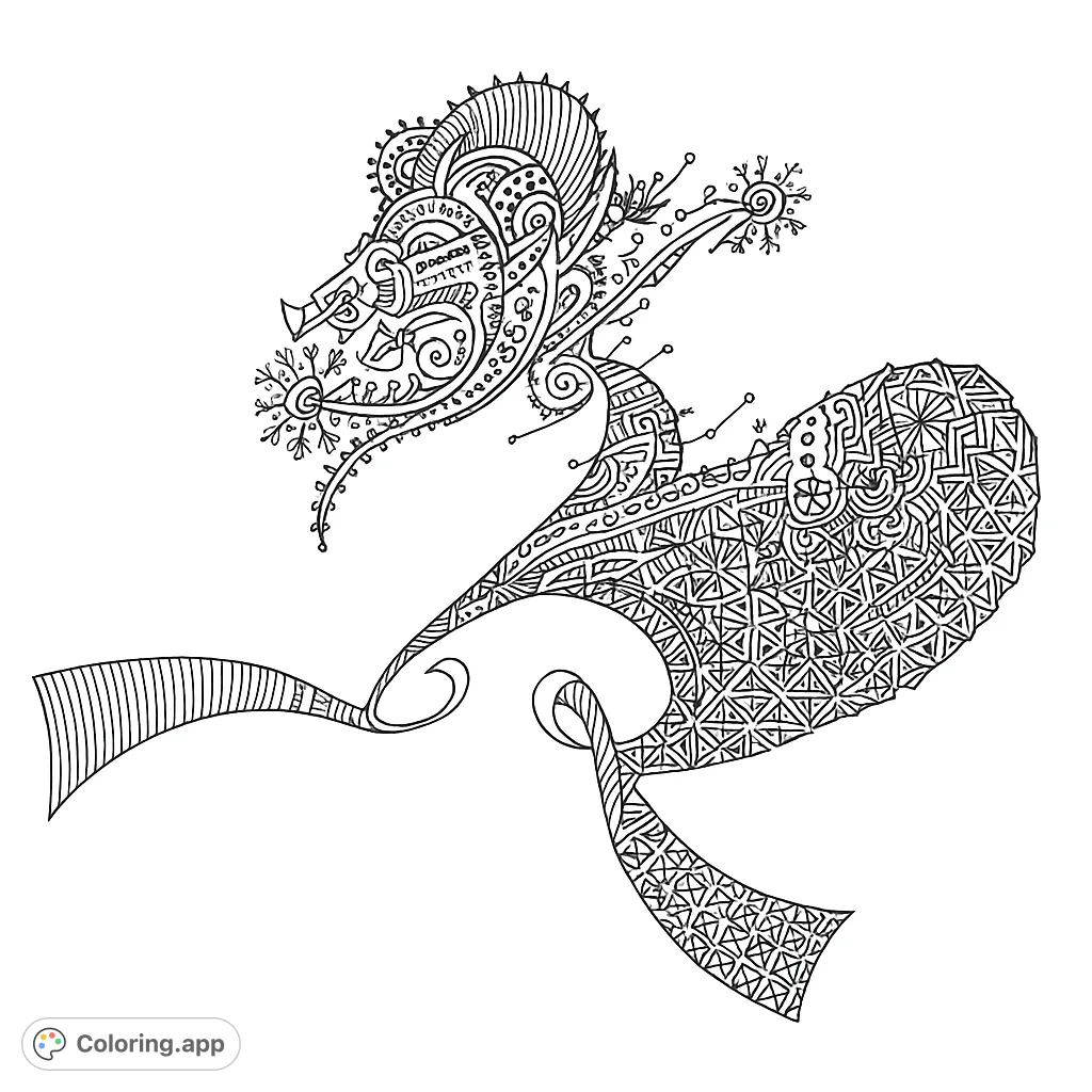 Dive into a mesmerizing abstract coloring page featuring complex organic forms filled with intricate patterns and delicate details. Perfect for mindful coloring.