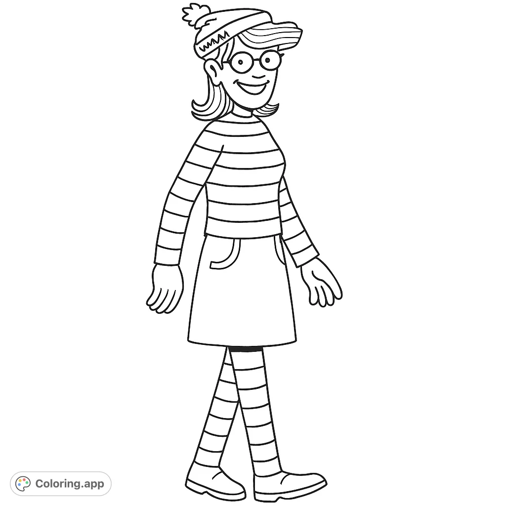 Find joy in coloring this iconic striped character! Featuring a friendly smile, distinctive hat, and patterned clothing. Perfect for all ages to enjoy.
