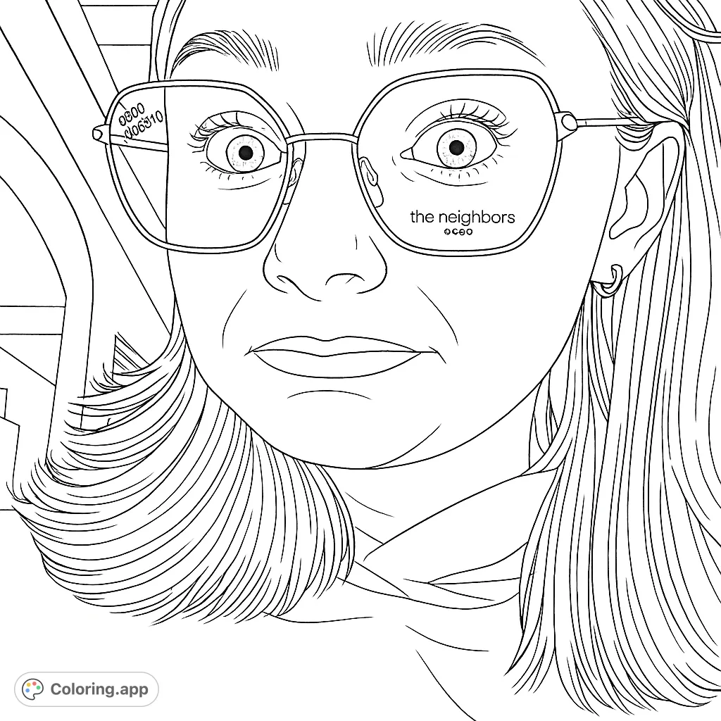 An expressive portrait featuring a person with wide eyes and distinctive large glasses. Perfect for adding unique personal touches to a modern look.