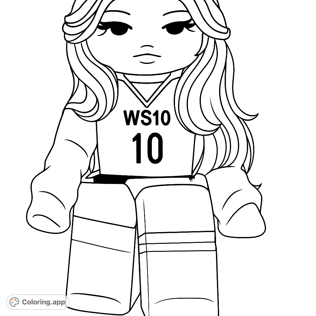 Bring this virtual world character to life! Features a stylized avatar in a sporty top with numbers, long hair, and knee-highs. Perfect for creative expression.