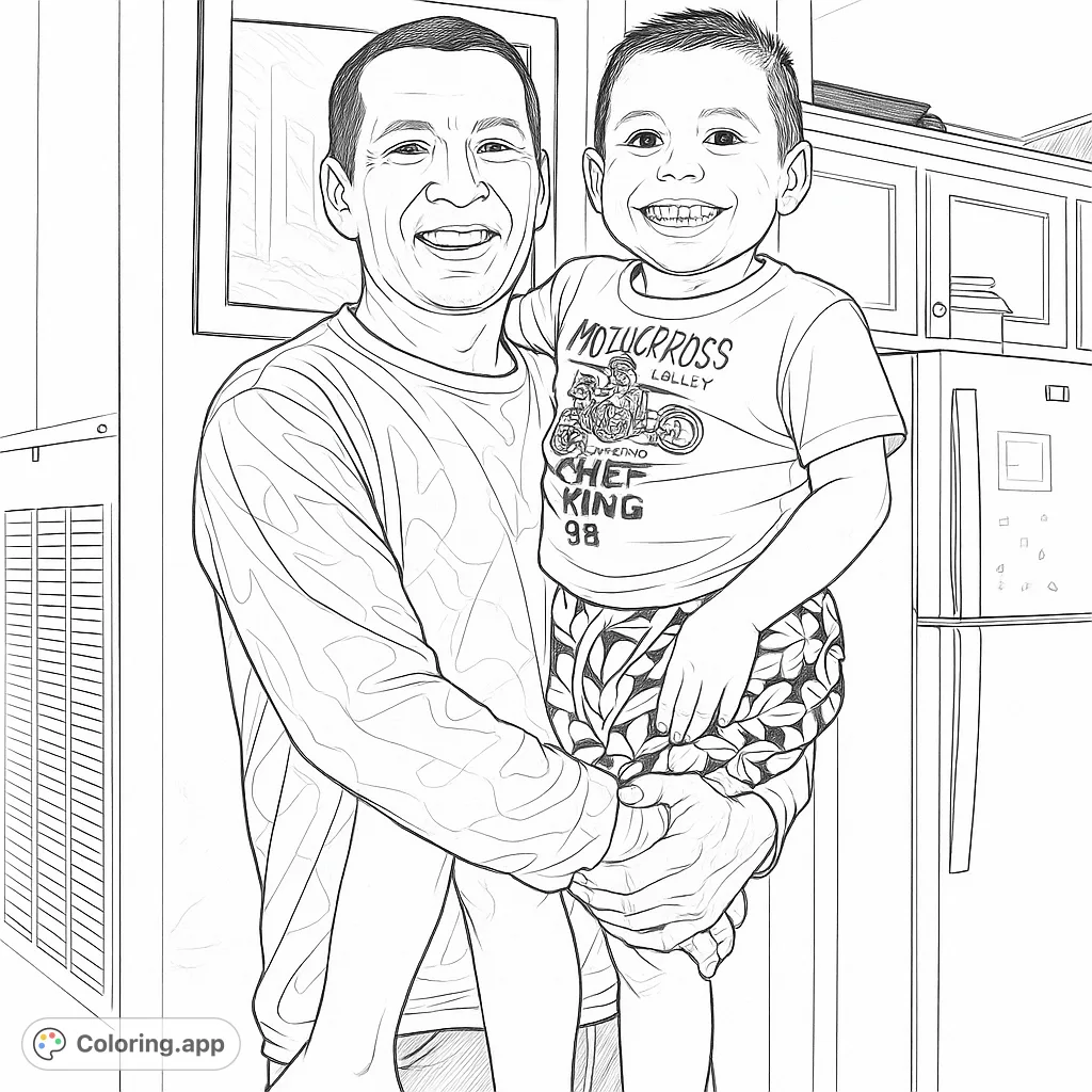 Capture a heartwarming moment of an adult holding a joyful child. This family bonding scene is perfect for personalization and creative expression.