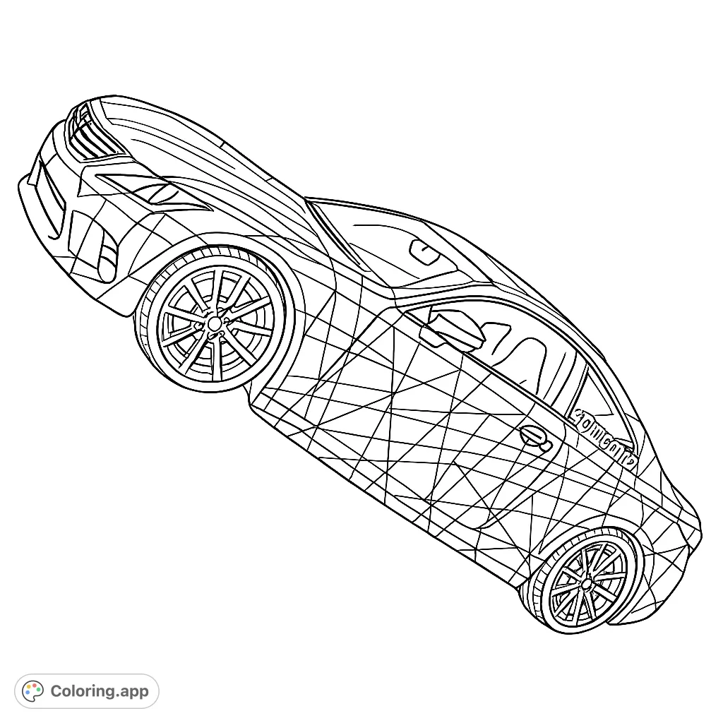 Unleash your creativity with this custom sports car coloring page featuring a sleek, dynamically posed vehicle adorned with an intricate pattern. Perfect for car enthusiasts!