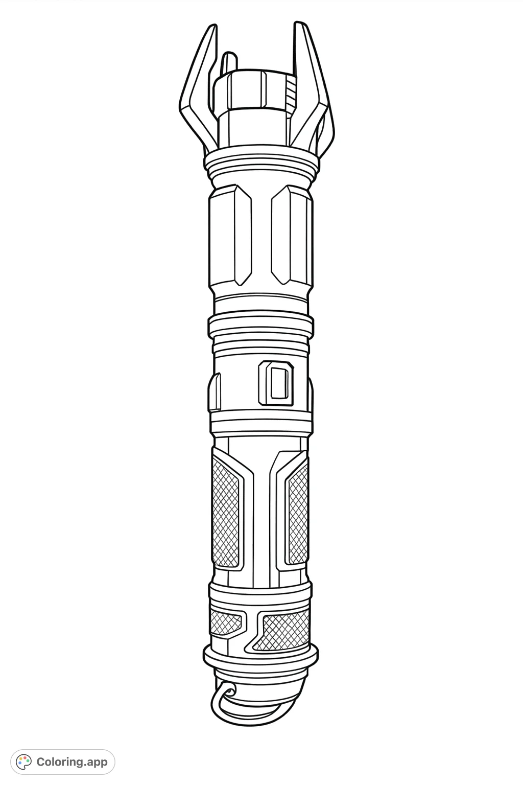 Detailed futuristic weapon hilt, perfect for sci-fi enthusiasts. Explore intricate mechanical shapes and textures with your favorite colors.