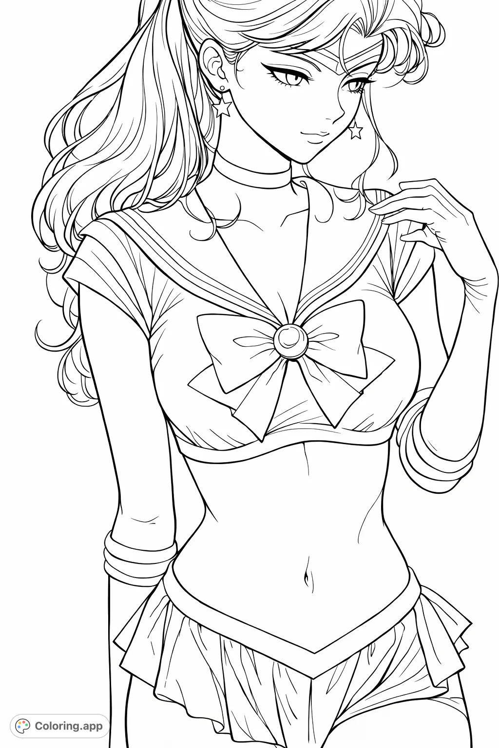 An anime-style warrior in a classic uniform with a dynamic pose, set against an abstract, patterned backdrop. Ideal for anime fans.