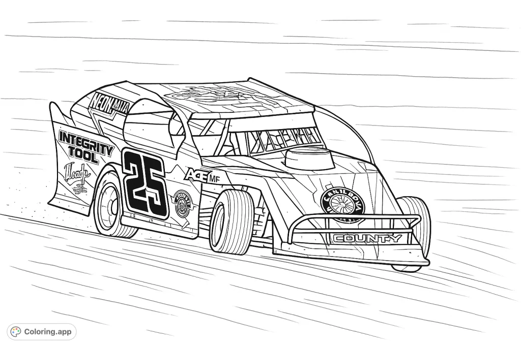 Track Ripper Colouring Car Dirt Track Race Car - Coloring.app
