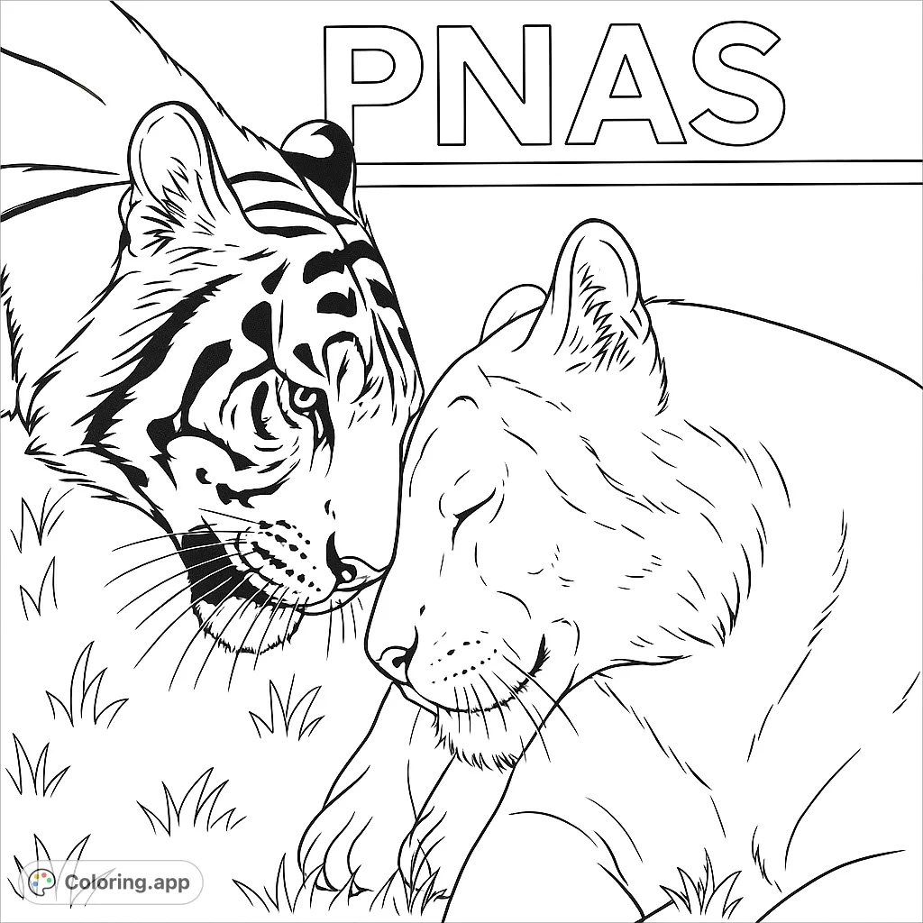 Two majestic tigers, one striped and one with lighter fur, share a tender nuzzle. A heartwarming scene of feline affection in a natural setting.