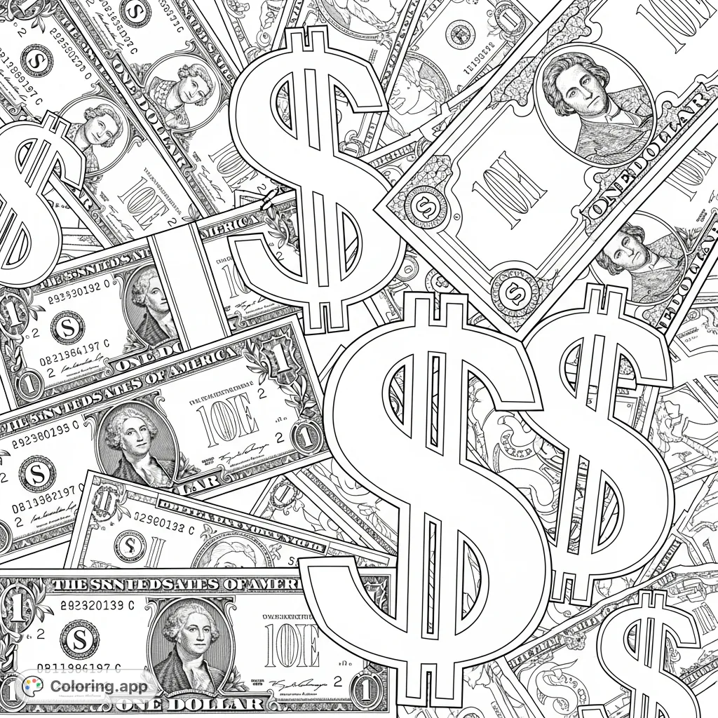 Abundance of Currency - Coloring.app