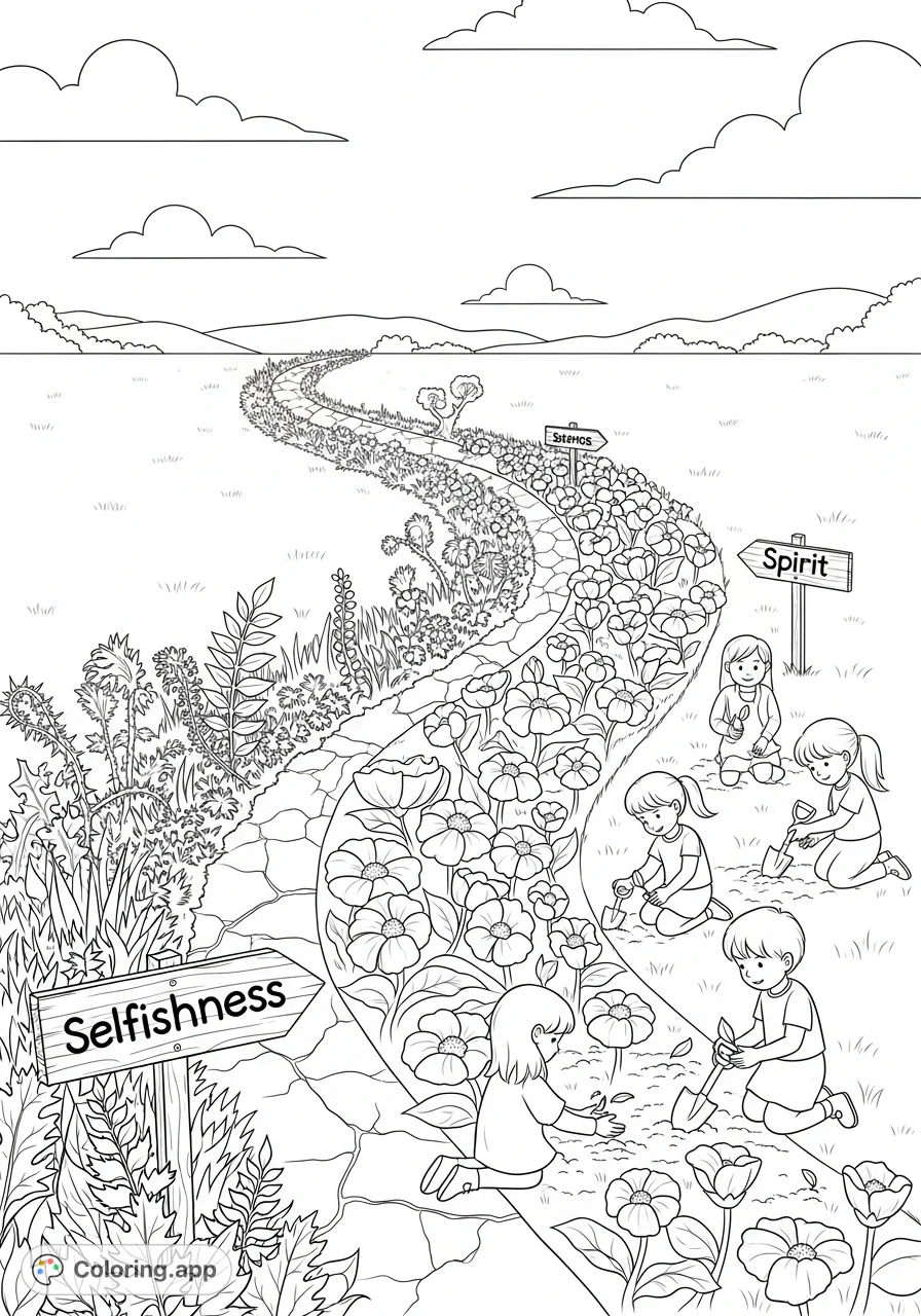 Life Paths Coloring Paths of Selflessness and Spirit - Coloring.app