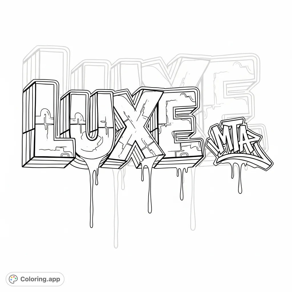 A dynamic graffiti piece featuring the word "luxe" in bold MTA style, with a distinct tag and drip effects. Perfect for urban art enthusiasts.