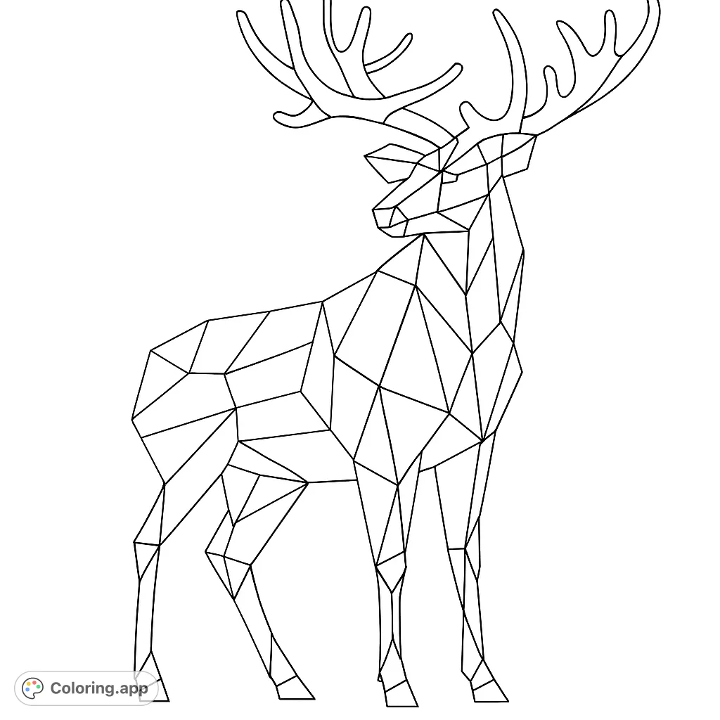 Geometric Moose Sculpture - Coloring.app