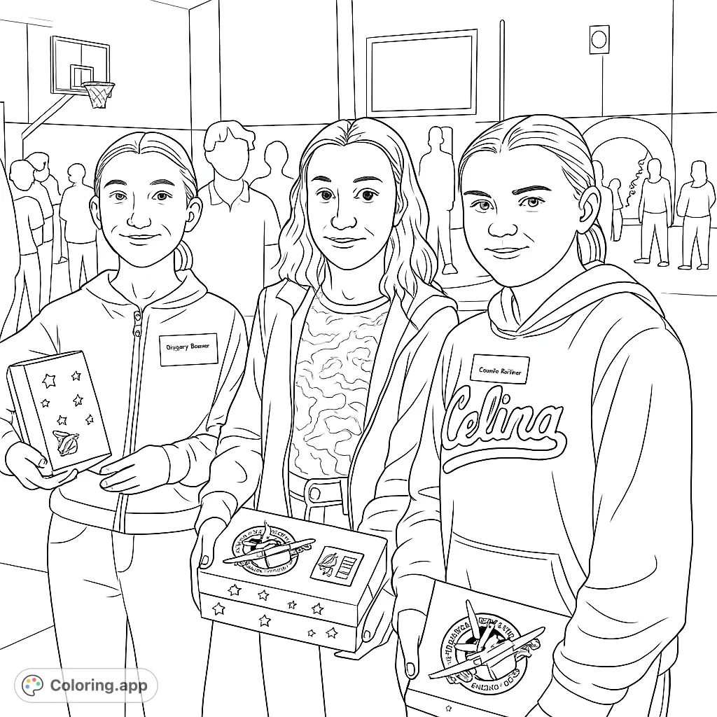 Three cheerful young friends hold decorative gift boxes, ready to spread joy. A heartwarming scene of giving, perfect for celebrating community and kindness.