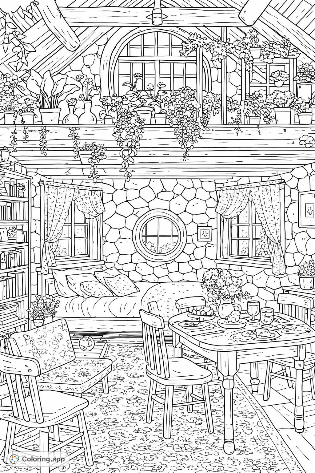 Church Service Interior - Coloring.app