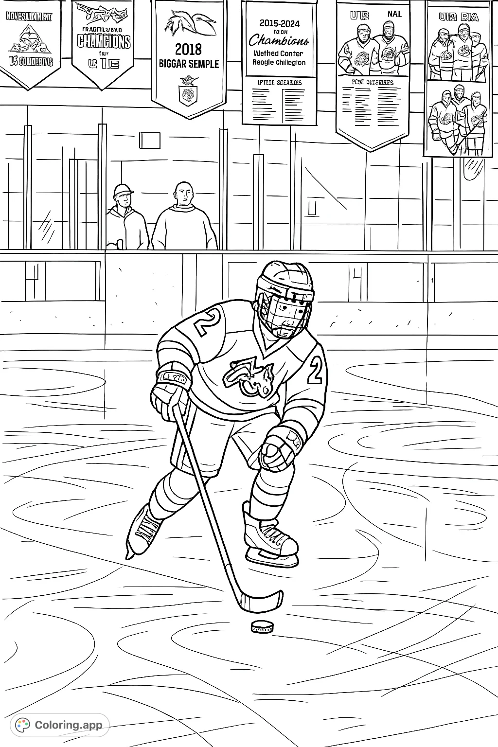 Skate into action with this hockey player coloring page! A dynamic athlete on the ice, ready for a goal. Perfect for sports fans.