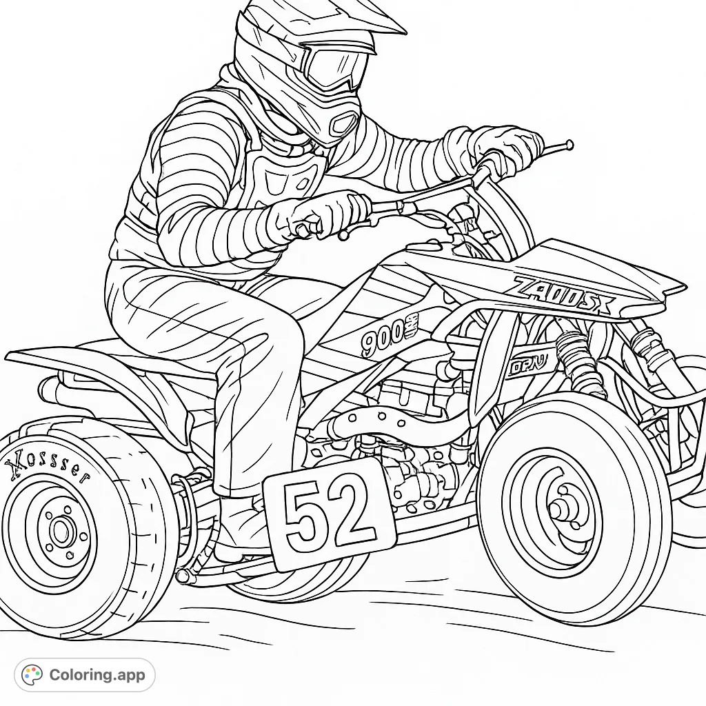 Quad Racing Coloring ATV Race Rider Action - Coloring.app