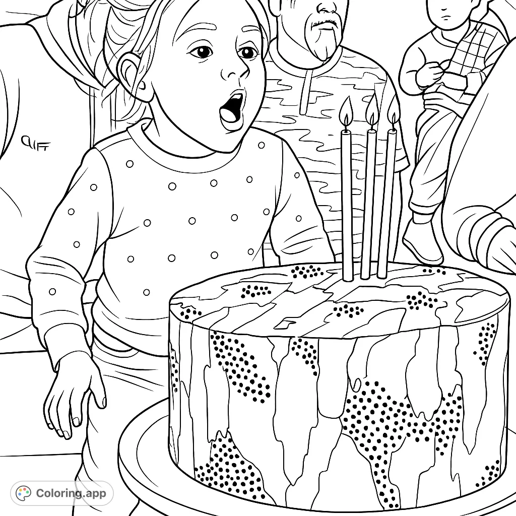 Capture a heartwarming moment of a child blowing out birthday candles on a beautifully textured cake. A joyful scene perfect for celebrating special days.
