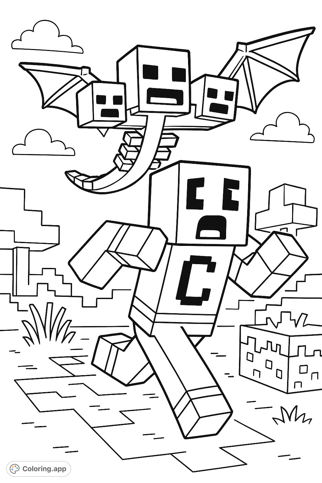 Shadow Blocky Coloring Blocky Game Character C - Coloring.app