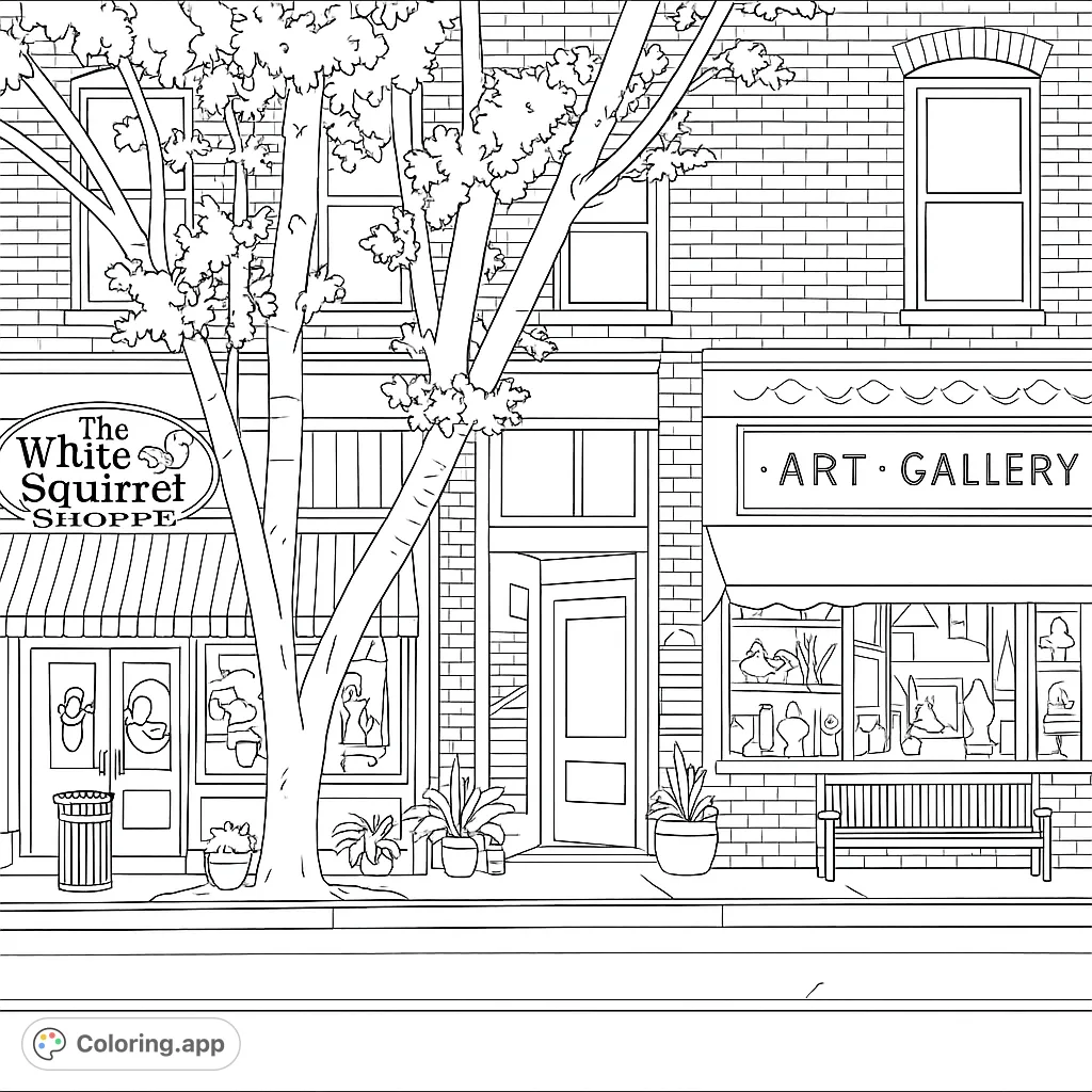 Dt Colouring In Downtown Shops Street View - Coloring.app