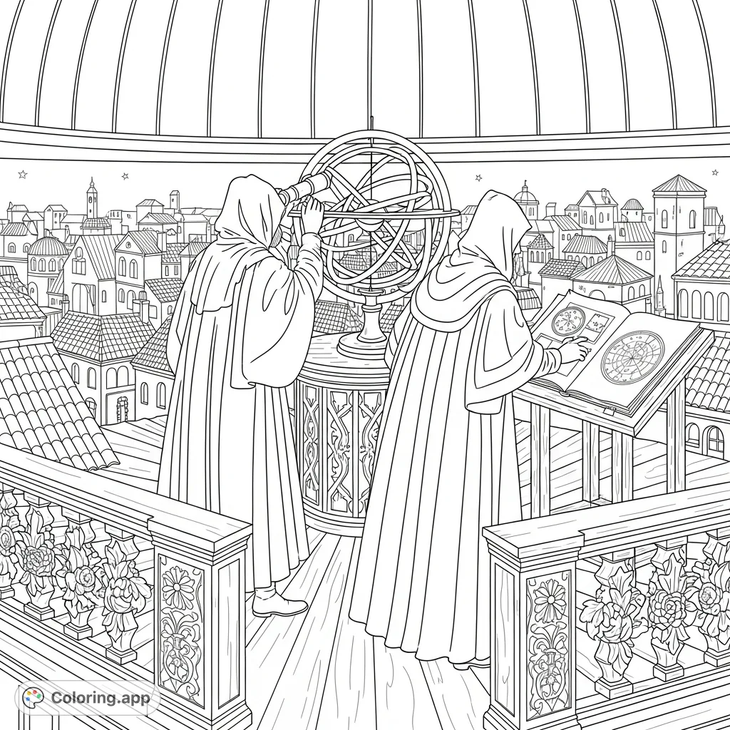 Grey Renaissance App Renaissance Observatory Night - Coloring.app