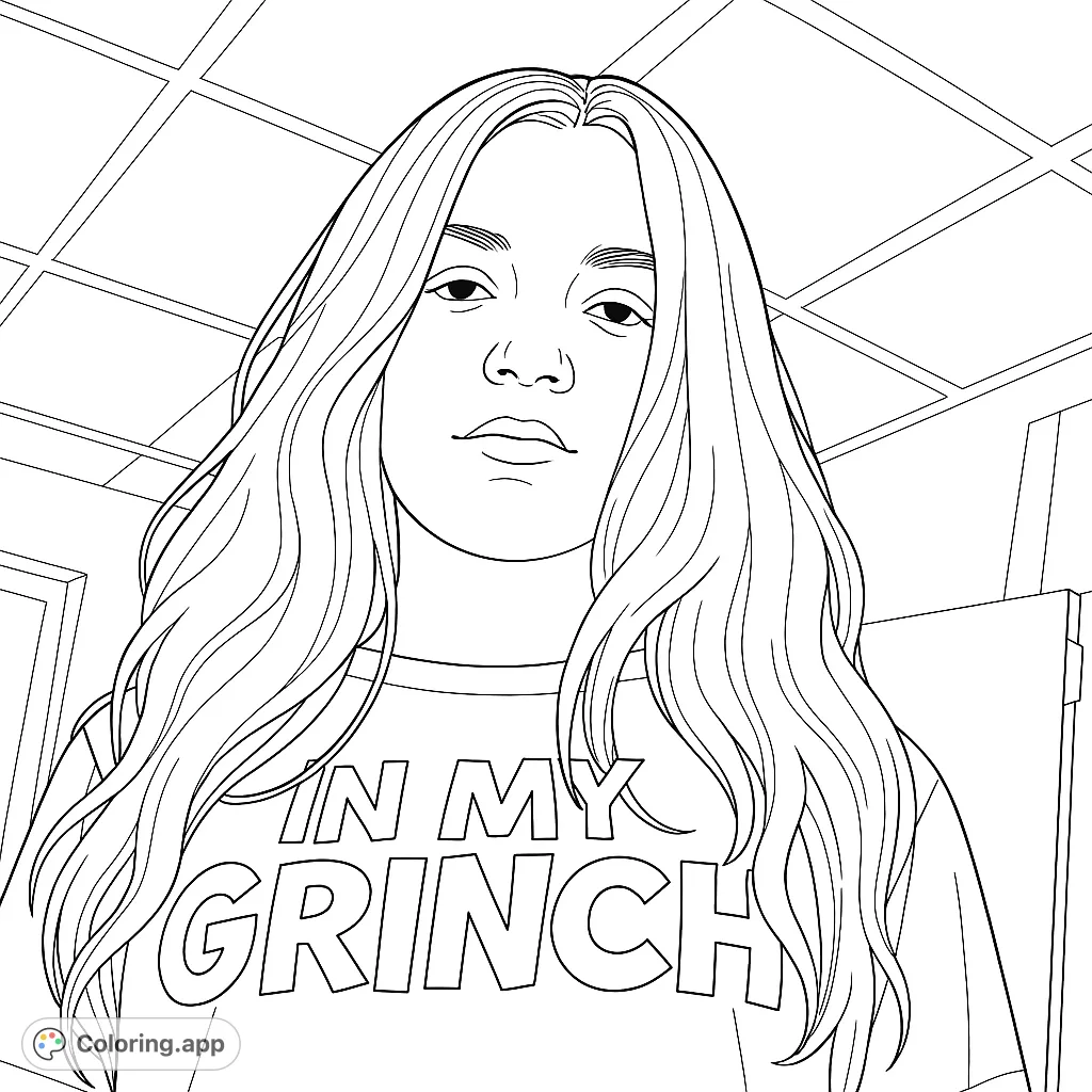 Capture the essence of youth with this simple portrait coloring page featuring a young person with flowing hair and a patterned shirt, ready for your artistic touch.
