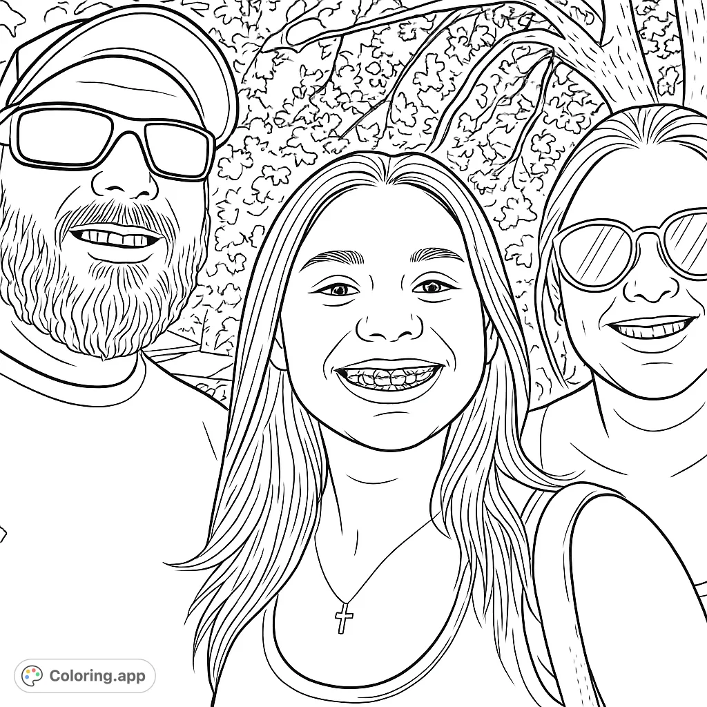 Lx Coloring Smiling Family Outdoor Portrait - Coloring.app