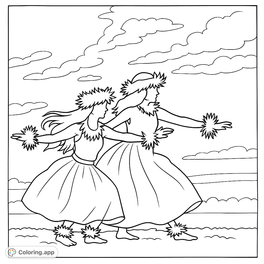 Island Dancers Performance - Coloring.app