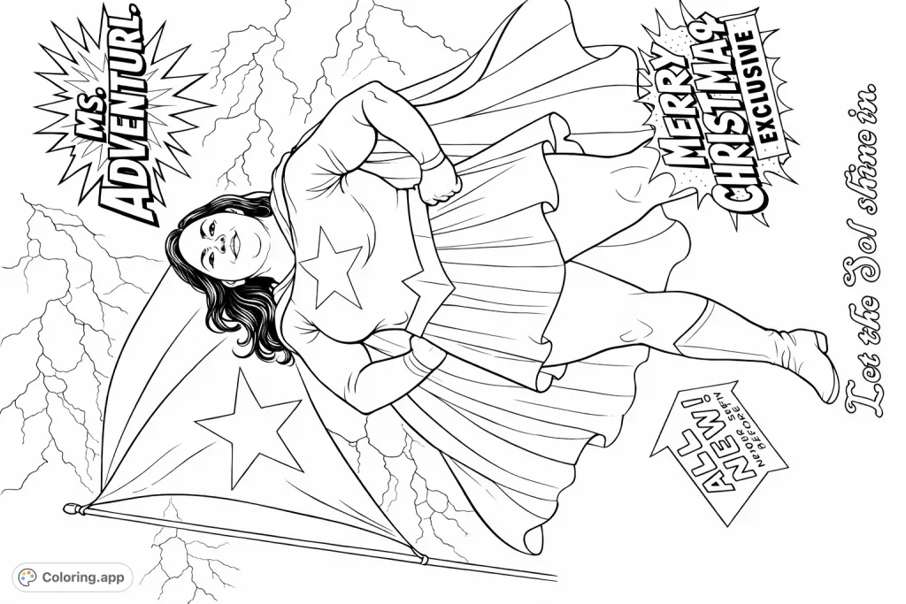 Dynamic Superhero Flag Heroine - Coloring.app