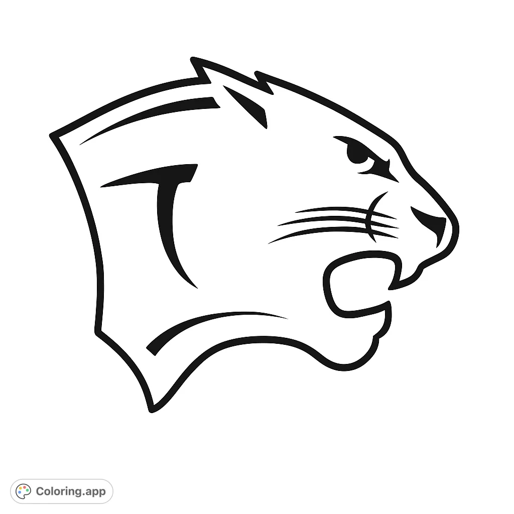 Unleash your creativity with this striking cougar head coloring page. Features a dynamic profile, sharp details, and fierce expression. Perfect for sports fans!