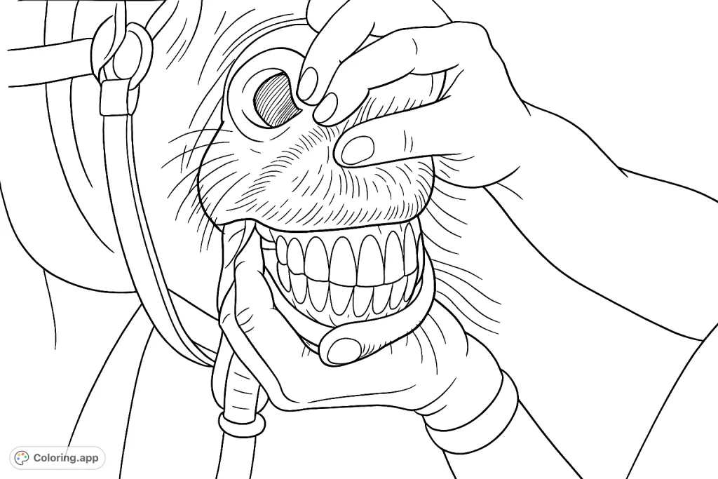 Explore the fascinating details of a horse's mouth and dental structure in this unique coloring page, perfect for animal lovers and aspiring veterinarians.
