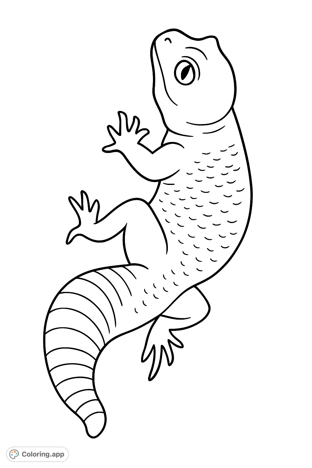 Explore this detailed gecko coloring page, featuring a curious reptile with unique patterns. A free printable coloring page perfect for nature enthusiasts.