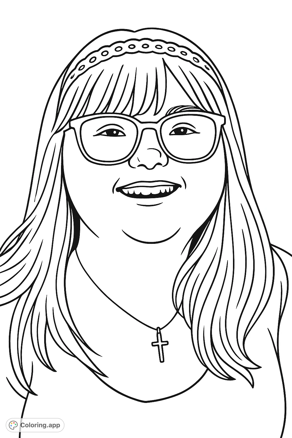 A cheerful person wearing stylish sunglasses and a patterned headband. This engaging portrait offers ample space for creative expression, capturing a joyful moment.