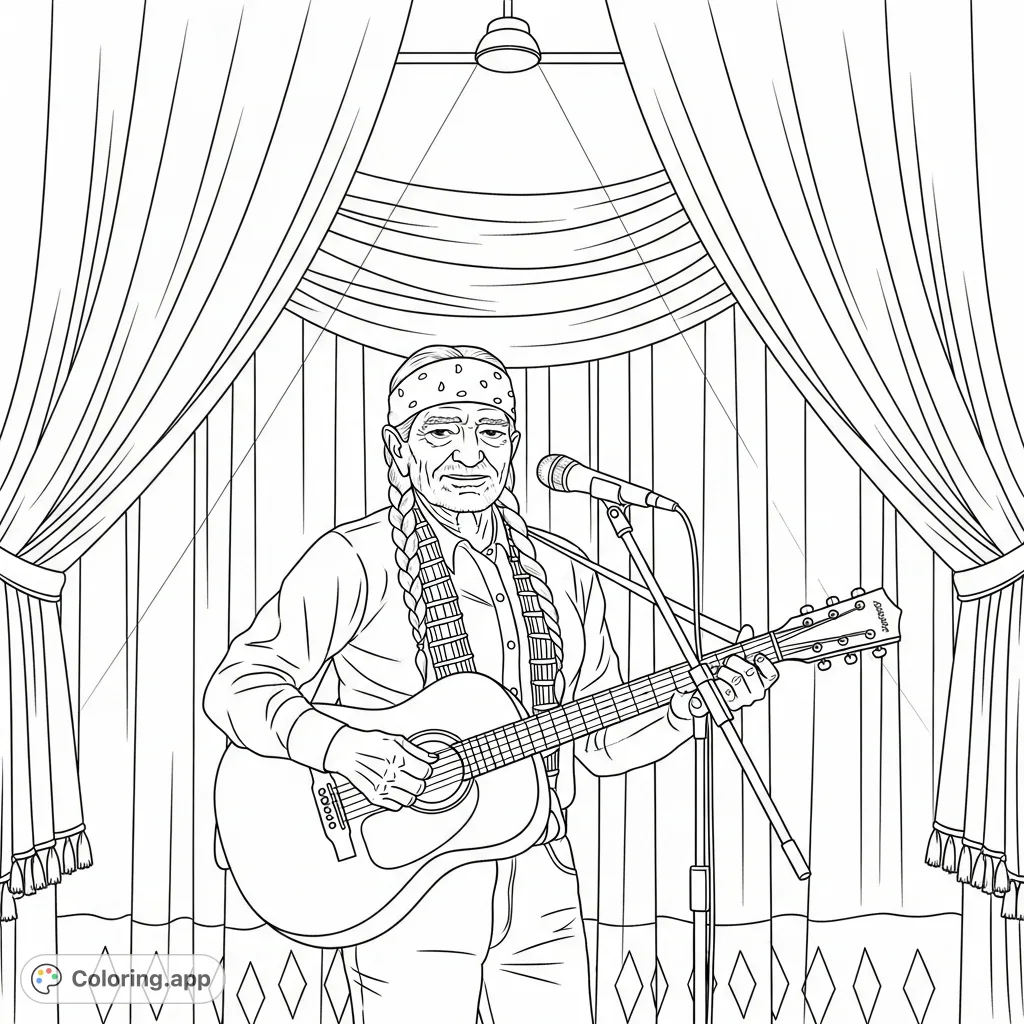 Willie Nelson Live Performance - Coloring.app