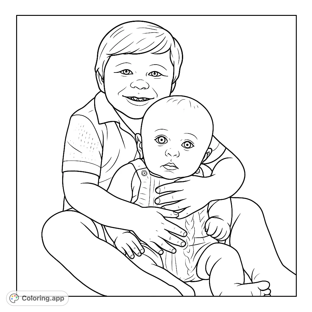 Capture the tender bond of two siblings in a heartwarming scene. This free printable siblings coloring page is perfect for all ages to express love.