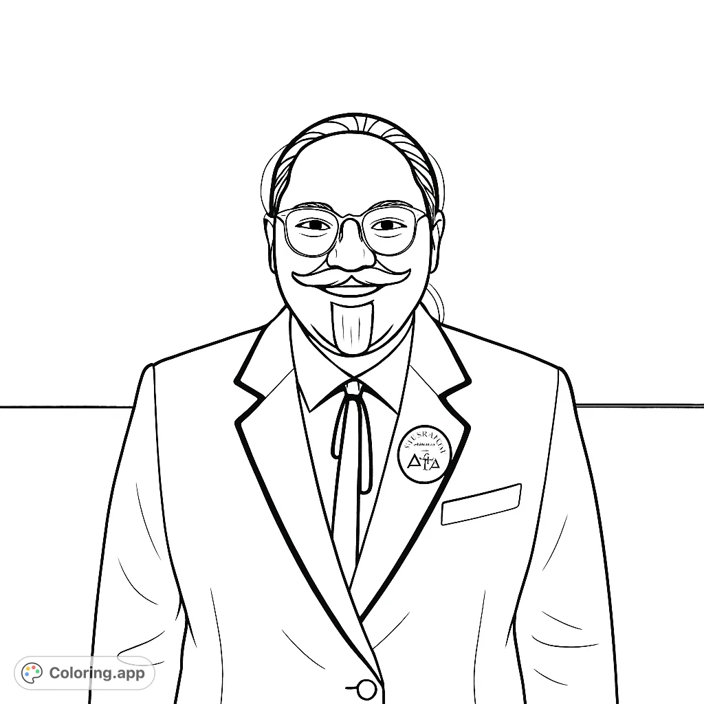 Colonel Sanders Colouring In Colonel Character Portrait - Coloring.app