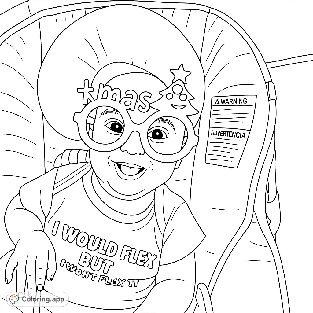 A delightful baby in a bouncer wearing fun festive novelty glasses, ready for holiday cheer! Perfect for capturing happy, celebratory moments.