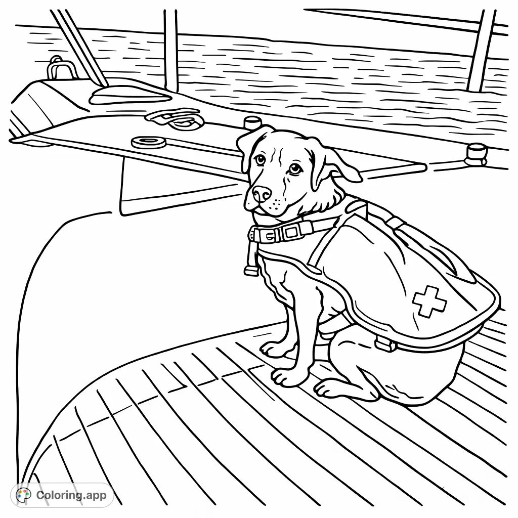 Embark on a nautical adventure with this adorable dog on a boat coloring page! Perfect for young children to color their furry friend.