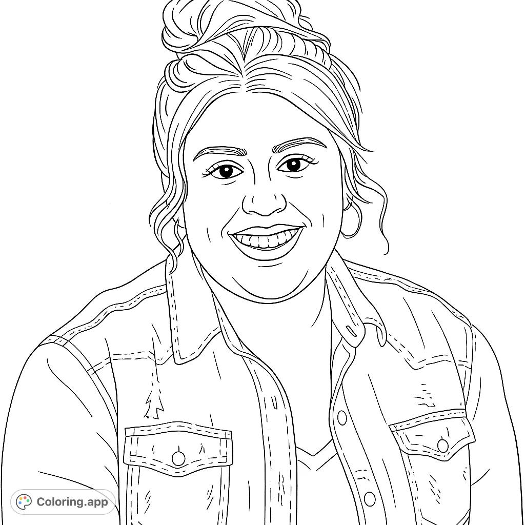 Capture the cheerful spirit of a smiling woman in a detailed portrait. Perfect for practicing realistic skin tones and fabric textures.