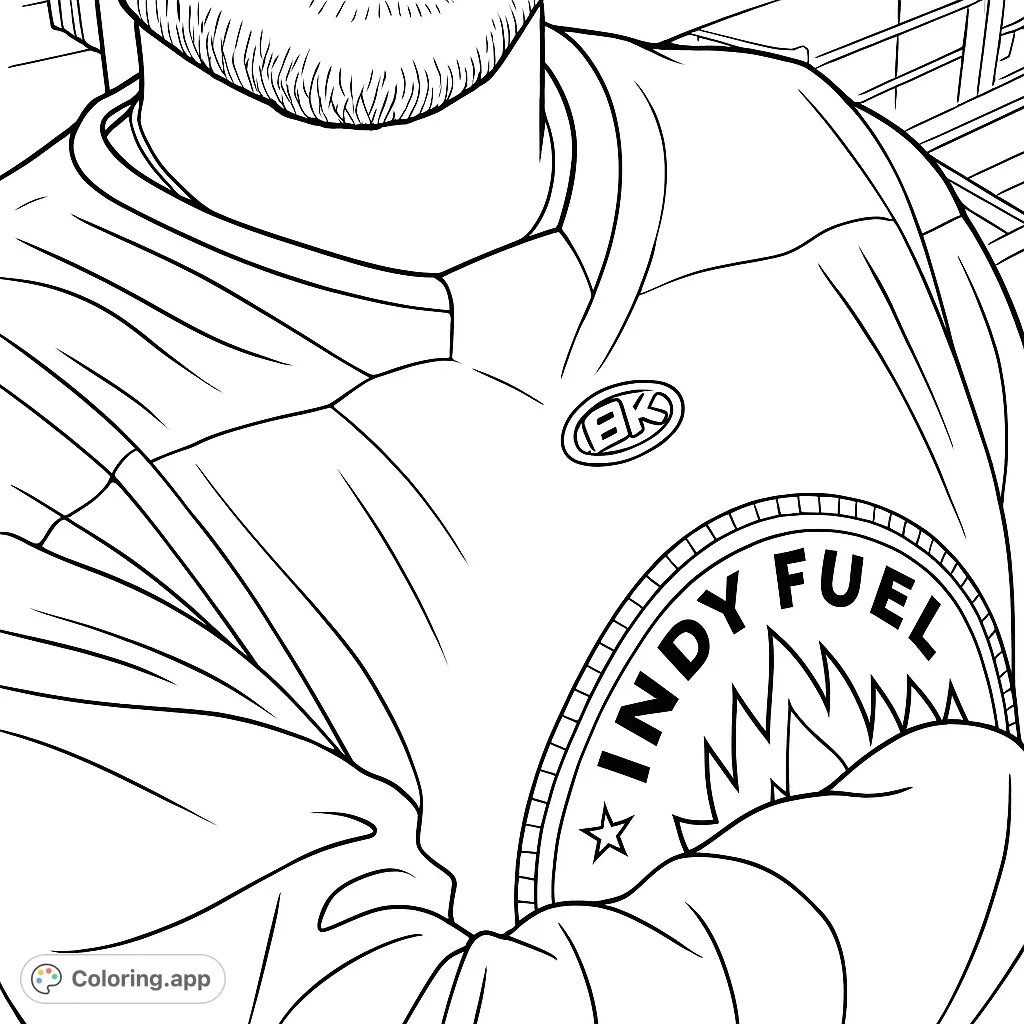 Show your team spirit with this detailed hockey jersey coloring page, featuring a prominent team logo and textured fabric folds.