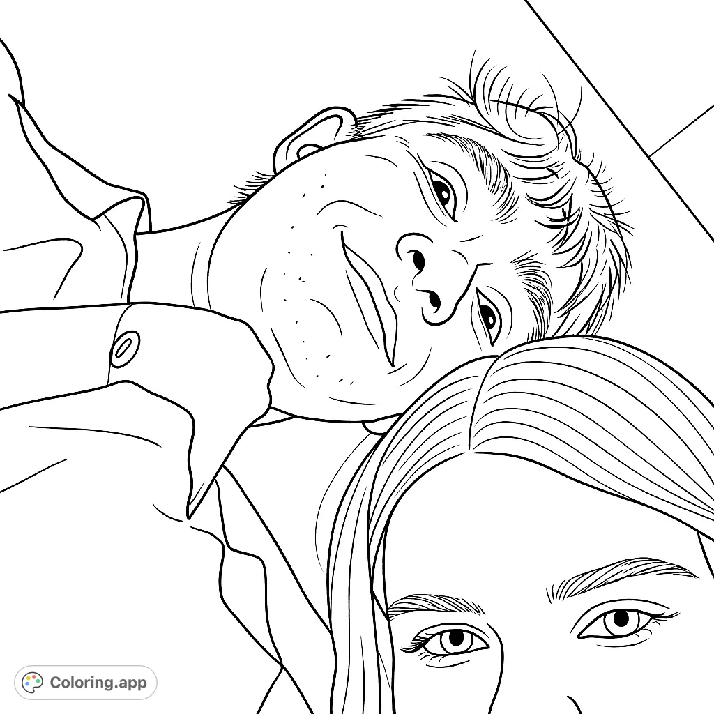 Capture a heartwarming moment of connection between two individuals in this intimate portrait. Express warmth and emotion with your unique palette.