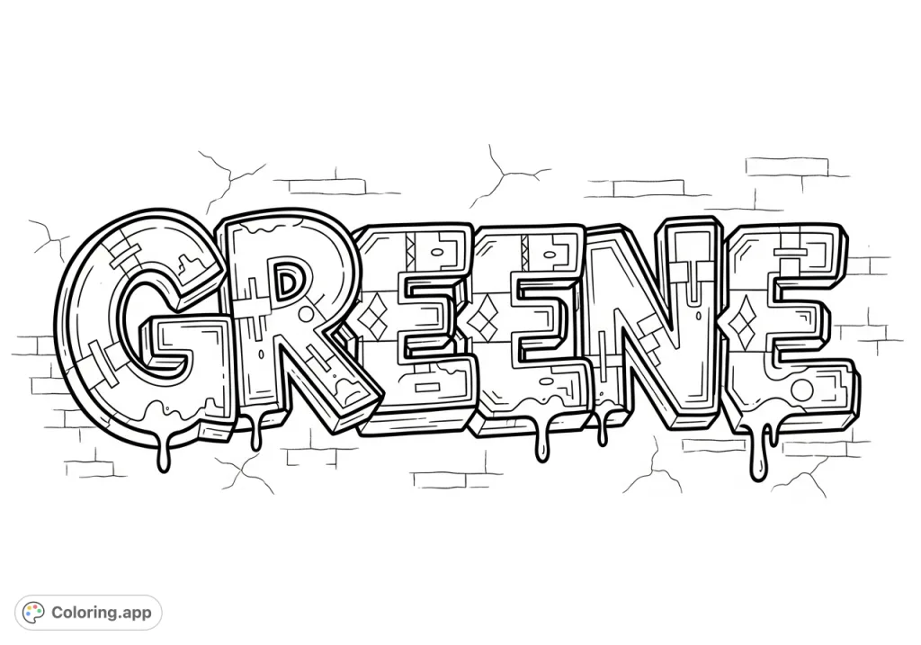 Graffiti Name Greene - Coloring.app