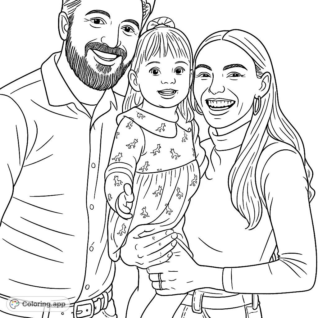A heartwarming family portrait featuring a smiling man, woman, and child in a close embrace. Perfect for celebrating familial bonds and shared joy.