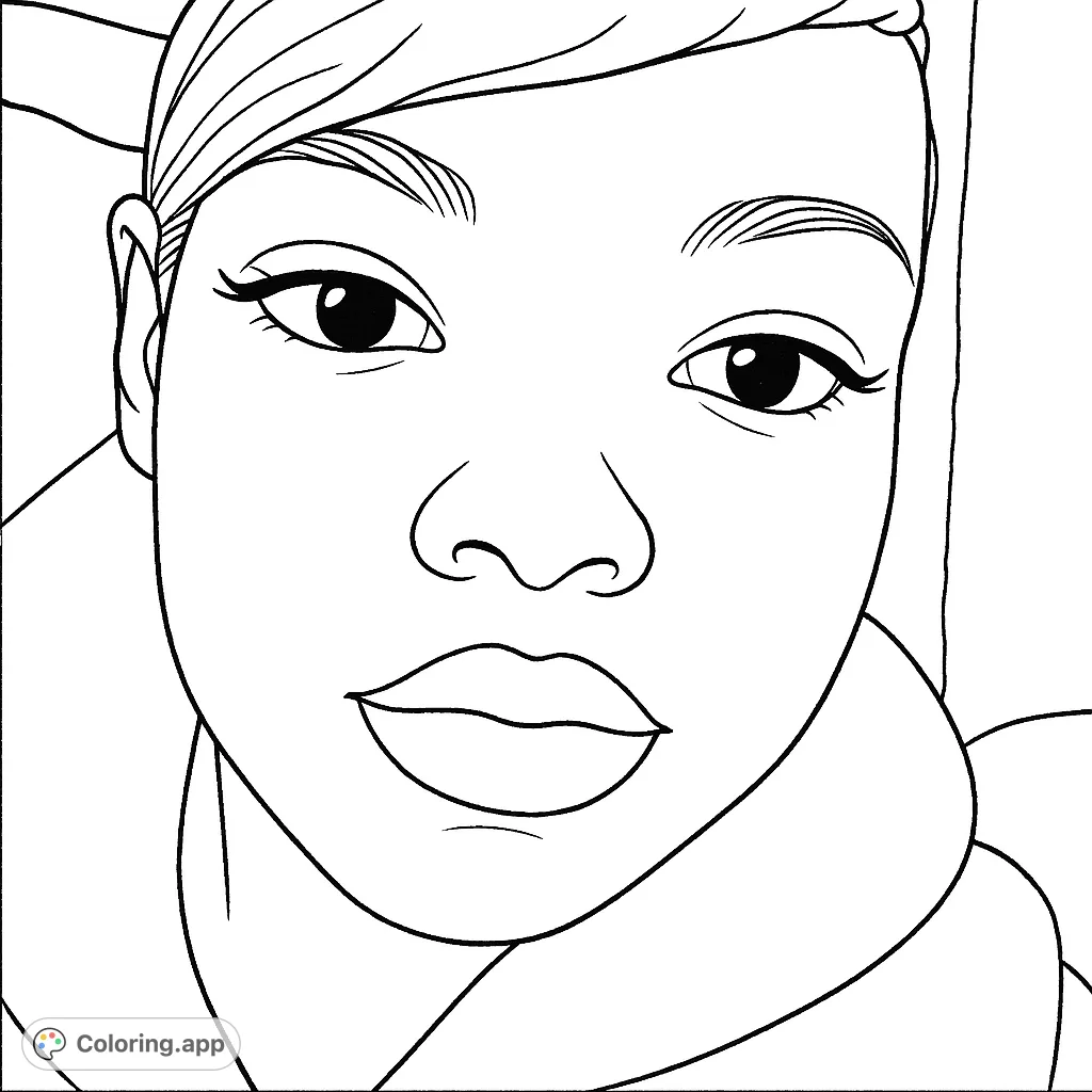 Capture the contemplative expression of a young person in this close-up portrait. Features include soft hair, expressive eyes, and full lips, inviting creative exploration.