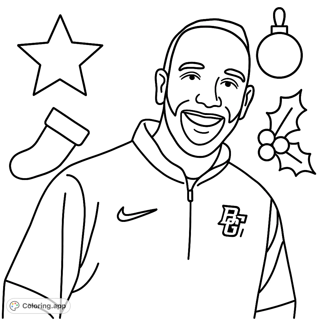 A simple christmas coloring page featuring a cheerful man, perfect for festive coloring fun. Ideal for easy, relaxing holiday creativity.