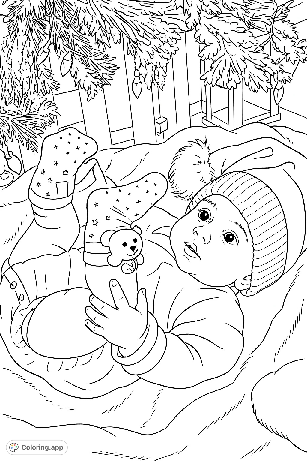 Capture the warmth of the holidays with this adorable baby in festive attire. Perfect for celebrating special moments and adding your unique touch.