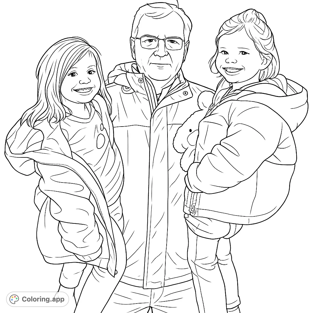 Capture a heartwarming moment of a grandparent embracing two joyful children. A delightful family portrait, perfect for all ages.